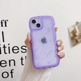 thumbnail image 2 of Compatible with iPhone 15 Wavy Edge Shiny Stars Clear Cute Phone Case for Women Girls All-Around Soft TPU Anti-Collision Anti-Shock Phone Case for iPhone 15-Purple, 2 of 16