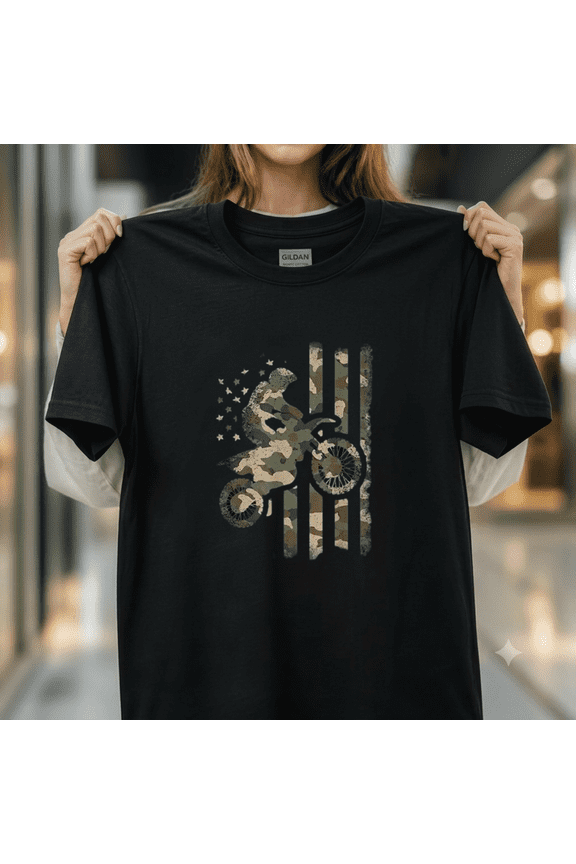Motocross United States Camouflage Dirt Bike Men Boys Kids Top Unisex T-Shirt, up to size 5XL