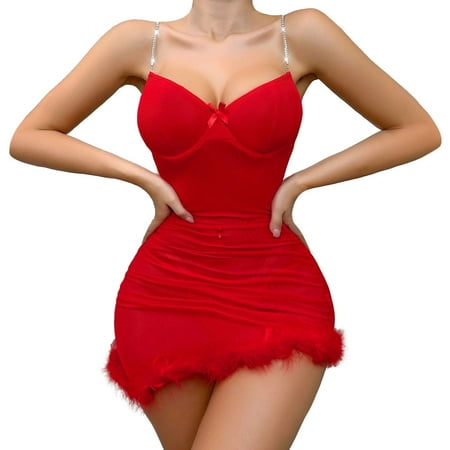Midwennn Ladies Lingerie Lace Hollowed Out Wrap Buttons Splicing See Through Sexy Dress Lingerie Shapewear Bodysuits plus Size Pin up Lingerie for Women