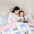 thumbnail image 4 of Homewish Cartoon Bow-tie Child Twin Bedding Sets 7-Piece, Pink Rose Flower Bedding Comforter Set, Blue Stripes Lines Reversible Sheet Sets, Lightweight Room Decor, 4 of 7