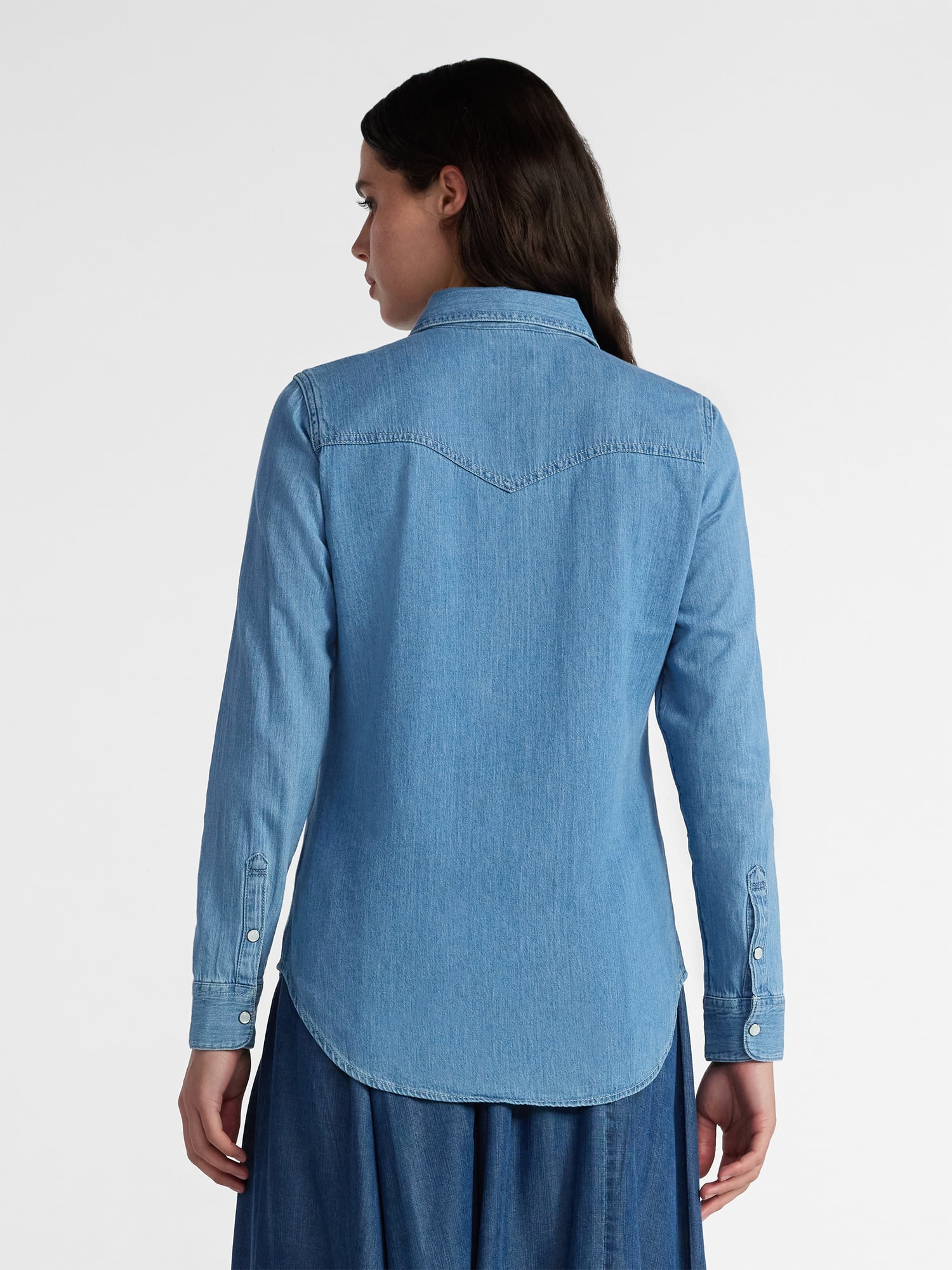 Time and Tru Women’s Lightweight Cotton Denim Shirt, Sizes XS-3XL