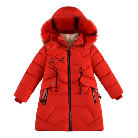 MEZZALL Girls Long Down Padded Coat Winter Warm Long Sleeve Outerwear Solid Color Toddler Big Kids With Insulation Coats Birthday Child Streetwear