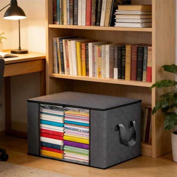 90L Grey Storage Bags with Lids, Zipper & Clear Window, 3-Pack Foldable Large Closet Organizers for Clothes, Comforters, Under Bed