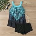 thumbnail image 5 of Tankini Swimsuits for Women Two Piece Tummy Control Bathing Suits,Trendy Print Swim Tank Tops with Boy Shorts Blue L, 5 of 6