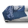 thumbnail image 3 of Astronaut Soft Flannel Fleece Blanket, Astronaut Proudly Walks Moon in Backdrop Walk on the Moon Space Adventure, Cozy Plush for Indoor and Outdoor Use, 70" x 90", Night Blue White, by Ambesonne, 3 of 6