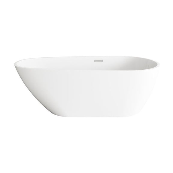Elegant Kitchen and Bath 67 inch Bathtub in Glossy White with Brushed Nickel Trim