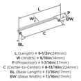 thumbnail image 5 of Amerock Cowrie 8-13/16 inch (224mm) Center-to-Center Satin Nickel Cabinet Pull, 5 of 6