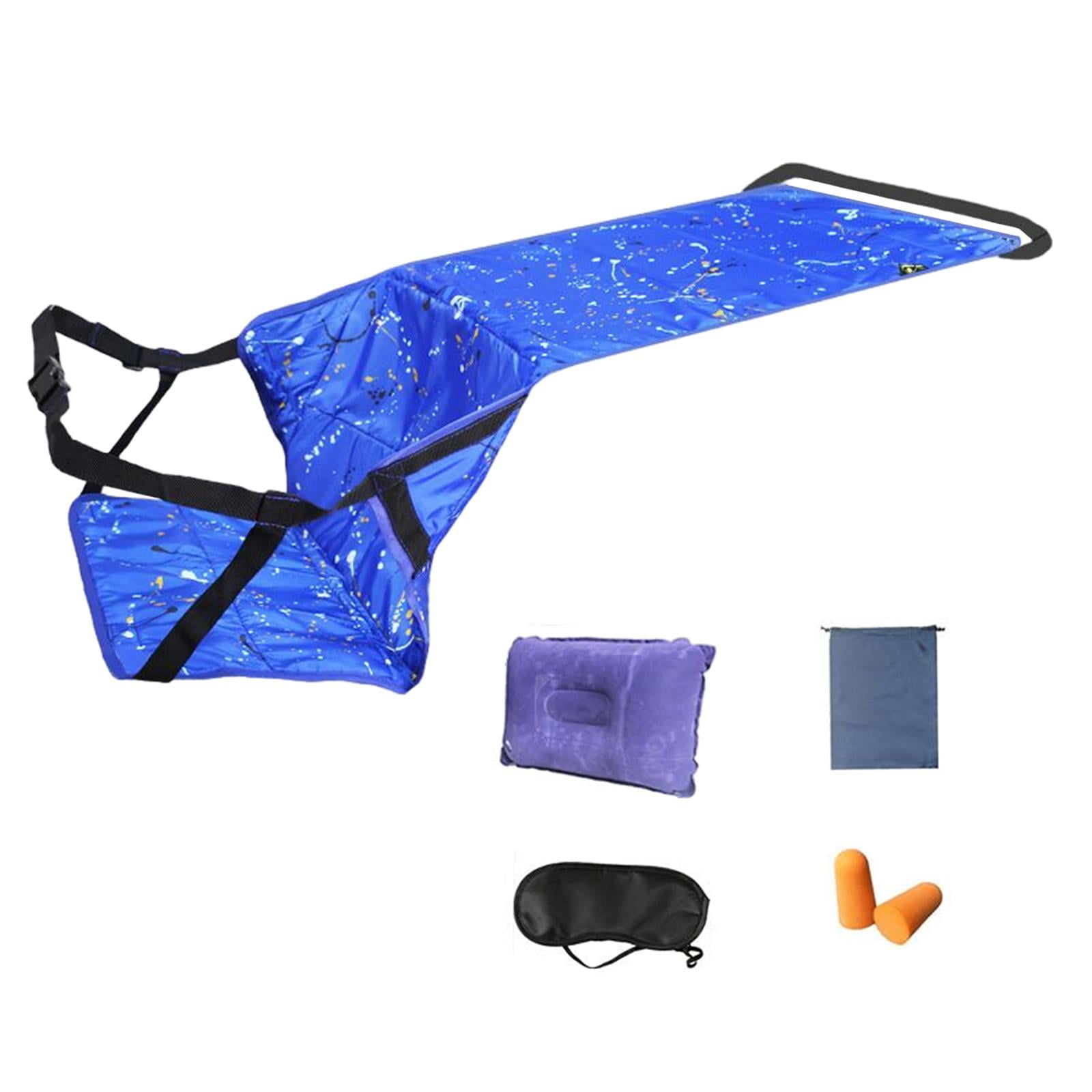 Portable Airplane Footrest Hammock with Inflatable Pillow and Eye Cover