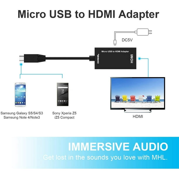 MHL Micro USB to HDMI Cable Adapter for Samsung Galaxy S3 S4 S5