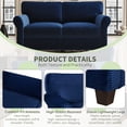 thumbnail image 2 of 57" Loveseat Sofa, Mid Century Modern Corduroy Couch with Thick Cushion, 2 Seater Small Sofa for Living Room Bedroom Apartment Office, Blue, 2 of 9