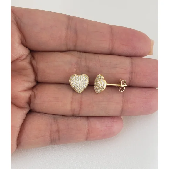 2Ct Heart Shape Simulated Diamond Pave Stud Earrings 14K Yellow Gold Plated