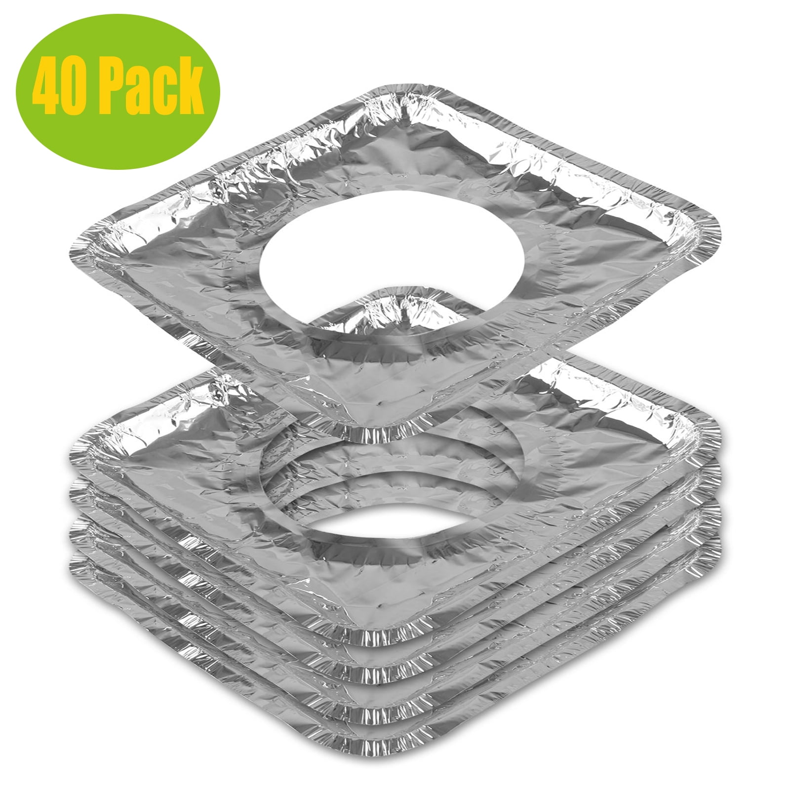 40Pcs Disposable Square/Round Aluminum Foil Burner Liners for Gas Stove, Stove Top Burner Covers