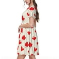 thumbnail image 2 of Naloa Happy Canada Day Print Womens Summer A-Line Dress with Pockets,Short Sleeve Dresses,Flowy Beach Swing Dress for Vacation Travel, 2 of 6