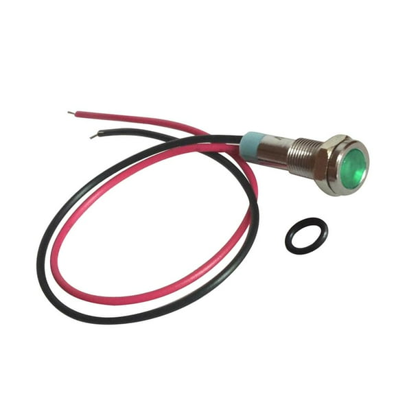 Lámpara de lámpara Indicadora de Metal LED de Fuente de Alimentación de Señal de 220V Y 6 Mm con Cable de , Verde 220V Verde shamjiam Luz indicadora de metal LED