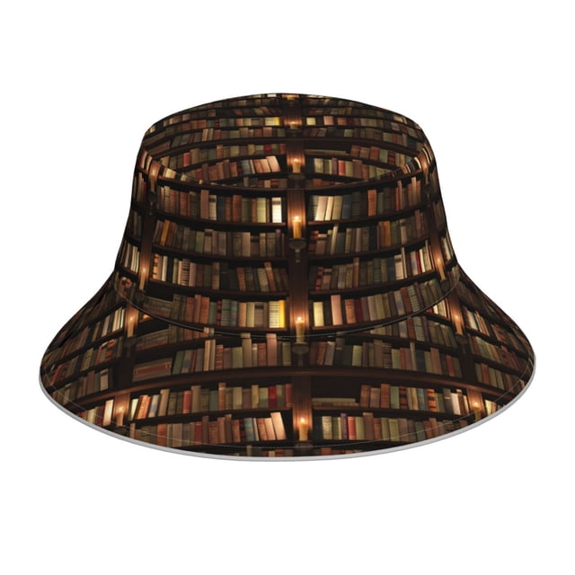 Fotbe Bookshelves Sombrero Tipo Pescador con Estampado – Sombrero de Sol de Algodón de Moda para Playa, Golf, Pesca