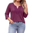 thumbnail image 5 of Fantaslook 3/4 Sleeve Womens Plus Size Tops V Neck Lace Blouses Casual Tunic Shirts, 5 of 9