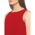 thumbnail image 4 of eloria Women's Georgette Midi Boat Neck Sleevless Pleated Design Summer Dress, Color : Light Red | Size : L, 4 of 5