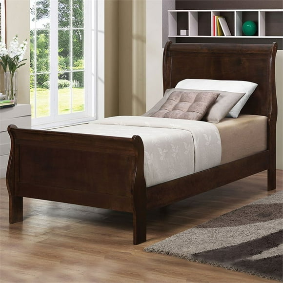 Bowery Hill Traditional Twin Sleigh Bed in Cappuccino