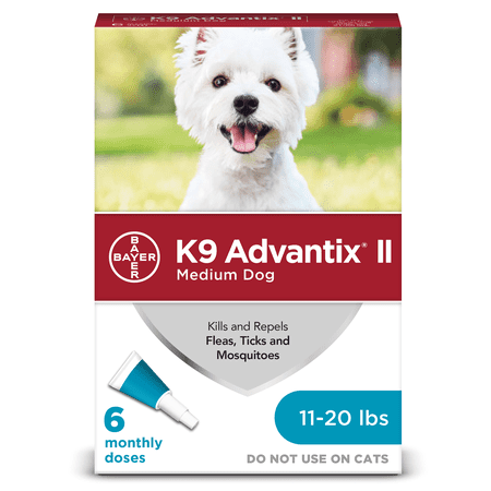K9 Advantix II Flea and Tick Treatment for Medium Dogs, 6 Monthly