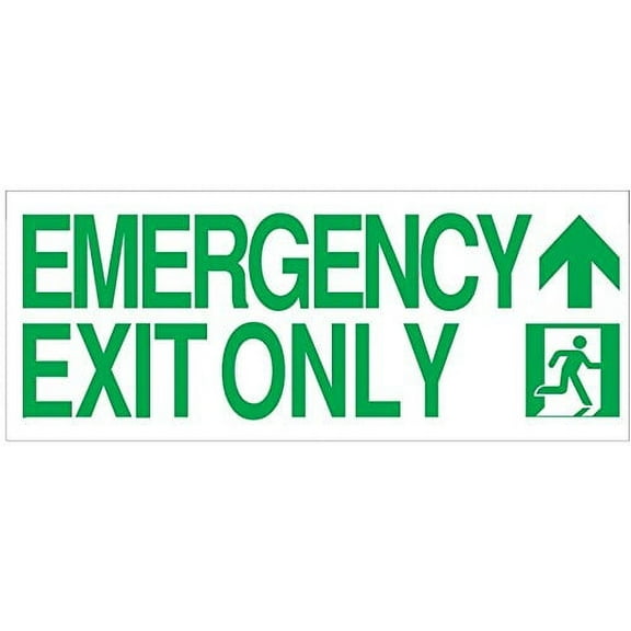 EMERGENCY EXIT ONLY ARROW up SIGN-Glow-In-The-Dark High Intensity-(Glow In the dark sign - Photoluminescent ,High Intensity, ALUMINIUM 7x16 ,Rust Free )