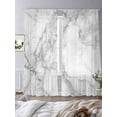 thumbnail image 3 of White Gray Sheer Curtains 96 Inches Long 2 Panels Abstract Art Marble Texture Modern Simple Light Filtering Semi Sheer Window Curtains Drapes for Bedroom Living Room 52"x96", 3 of 7