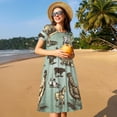 thumbnail image 4 of Disketp Vintage Farm Animals para Vestido de Manga Corta para Mujeres, Vestidos de Verano para Mujeres, Casual y Holgado para la Playa, 4 of 6