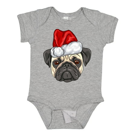 

Inktastic Christmas Pug Dog Santa Boys or Girls Baby Bodysuit