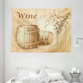 thumbnail image 1 of Wine Tapestry, Wooden Barrels and Bunch of Grapes on Wood Backdrop Botany Harvest Theme Artwork, Wall Hanging for Bedroom Living Room Dorm Decor, 80W X 60L Inches, Brown Peach, by Ambesonne, 1 of 2