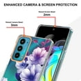 thumbnail image 4 of Allytech Motorola Moto Edge 20 Case Clear, Flower Series Crystal Clear Back Cover Flexible TPU Silicone Shockproof Drop Proof Anti-yellow Protection Case Cover for Moto Edge 20, Purple Flower, 4 of 5