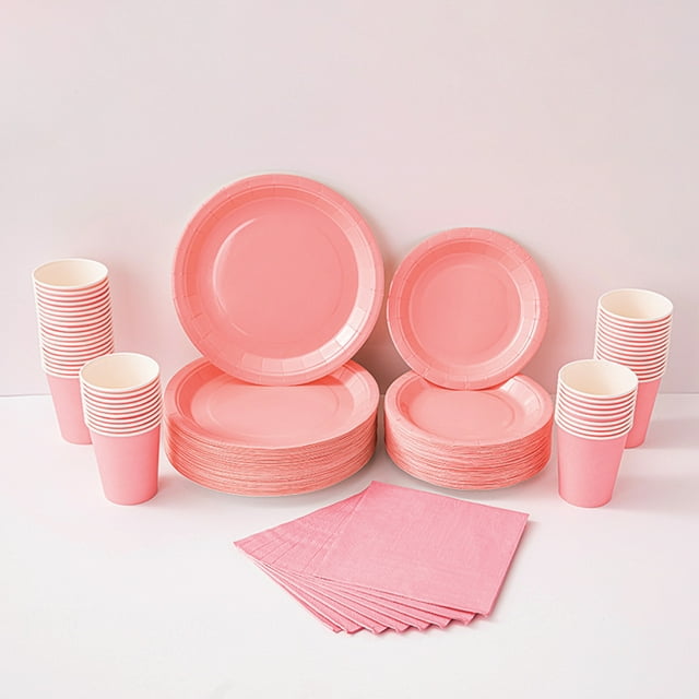 Niceparty Thick Single Color Paper Plate Set Disposable Dinner Plate Party Set Birthday Party Decorative Paper Plates