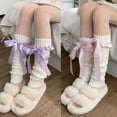 thumbnail image 6 of Milue Womens Lolitas Knit Long Socks Leg Warmers Ballet Style Bow Lace Up Boot Socks, 6 of 21