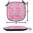 thumbnail image 4 of Zebra Print Chair Seating Cushion, Striped Zebra Animal Skin Pattern in Vivid Color Fun Art Print, Soft Seat Pads for Office with Anti-slip Backing, 16"x16", Pink Black, by Ambesonne, 4 of 7