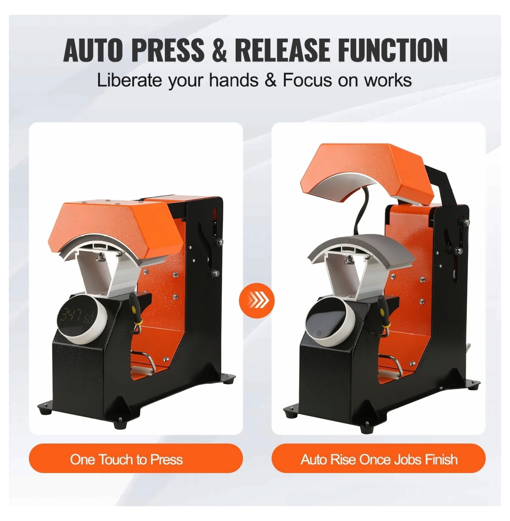 Hat Heat Press Machine 6.4x3.5in TriGol Sublimation Cap Press, 3-in-1 Auto Clamshell Transfer Press, Digital Control Panel, 3 Heating Pads for Hats, DIY Crafts