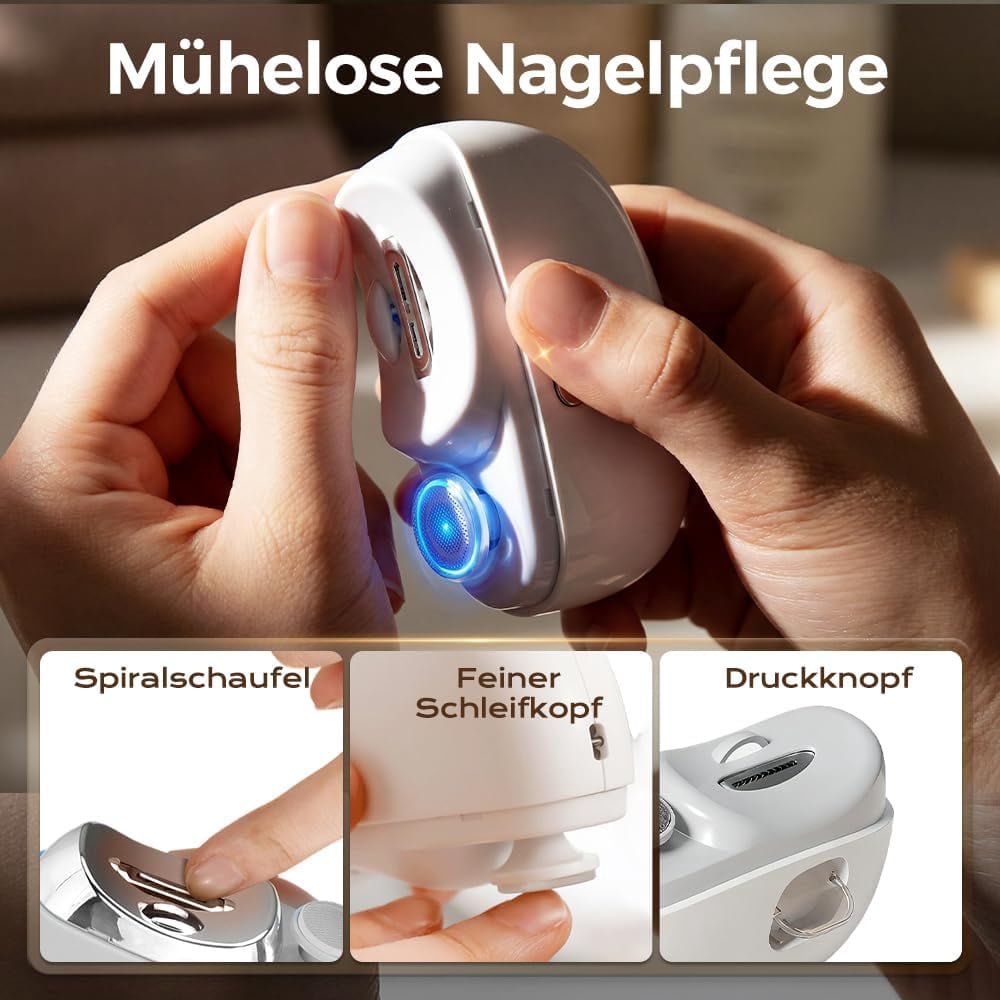 Automatic Nail Clipper with Nail File, 2026 New 2-in-1 Electric Nail Trimmer with LED Light, Nail Catcher for Kids, Seniors & Adults