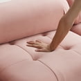 thumbnail image 5 of Convertible Modular Sectional Sofa Couch, Velvet L-Shaped Sectional Sofa with Reversible Ottoman, Modern 4 Seater Button Tufted Corner Sofa Cloud Couch for Living Room Apartment, Pink, 5 of 8