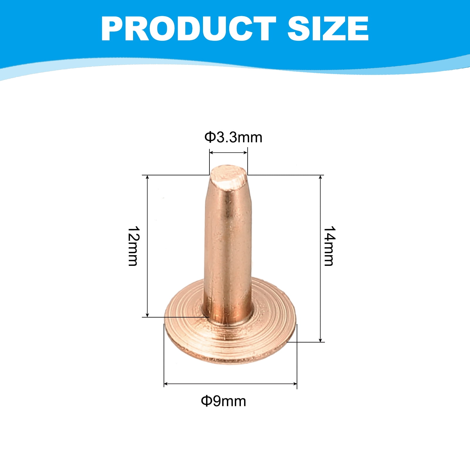 9x3.3x12mm Studs for Clothing, 100 Sets Spikes for Clothes Studs and Spikes Leather Rivets Burrs Copper Fastener Metal Screw Posts for Leather Jacket Crafting Crafts Fabric