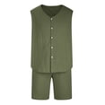 thumbnail image 2 of LNWUY Men’s Summer Linen Waistcoat Set Solid Fashion Lightweight Button Vest Cardigan Outdoor Casual Tops Business Suit Waistcoat #Green XL, 2 of 4