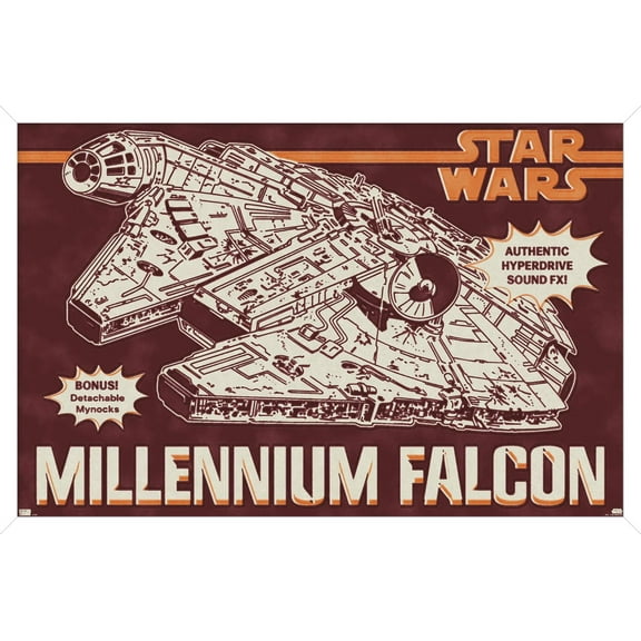 Star Wars: New Vintage - Millennium Falcon Wall Poster, 22.375" x 34" Framed