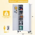 thumbnail image 5 of Aobabo Metal Garage Office Home Storage Cabinet with Wheels,Lockable Steel Storage Cabinet with 2 Pegboard,4 Shelves Adjustable Cabinet with Door Hole and Hook Rack,White,Assembly Required, 5 of 9