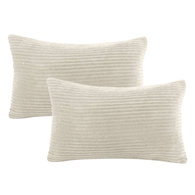 AQITTI Home Textile - Cojín decorativo rectangular de terciopelo a rayas de pana suave para sofá, 12 unidades, adecuado para sala de estar y dormitorio