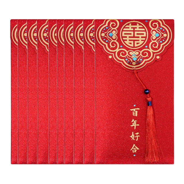 10 sobres rojos, bolsas de regalo chinas Hong Bao, paquete de la suerte, bolsillo rojo Reuniendo para siempre