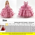 thumbnail image 2 of Kids Girls Elegant Floral Embroidered Dress Layered Tulle Puffy Evening Gown with Bowknot for Formal Events, 2 of 7