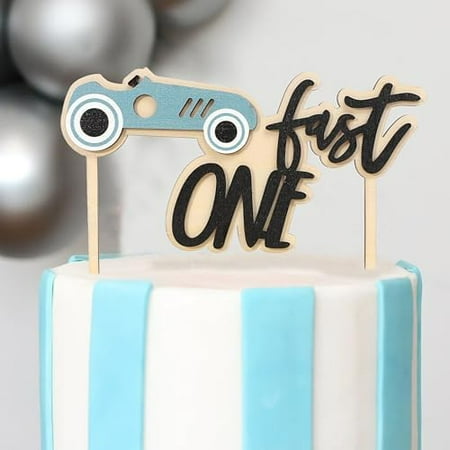 Fast One Birthday Cake Topper - Wood Race Car Cake Topper,Race Car 1st/First Birthday Party Decorations$$Home Decor, Kitchen, & Other