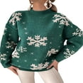 thumbnail image 1 of Pull Moelleux pour Femmes Décontracté Imprimé Flocon de Neige de Noël, 1 of 9