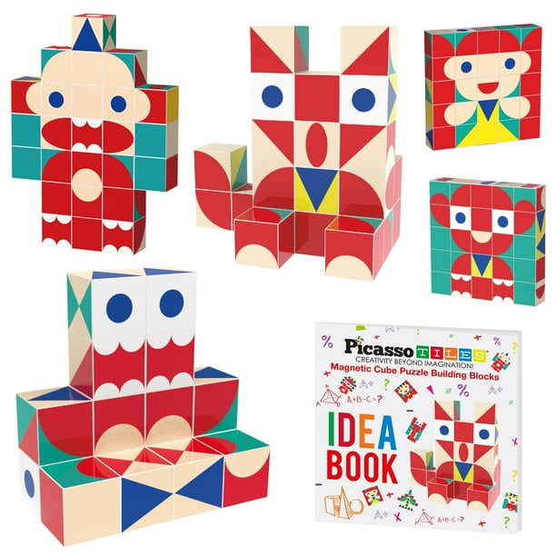 Cubo magnético PicassoTiles PTC25 con libro de ideas para mayores de 3 años