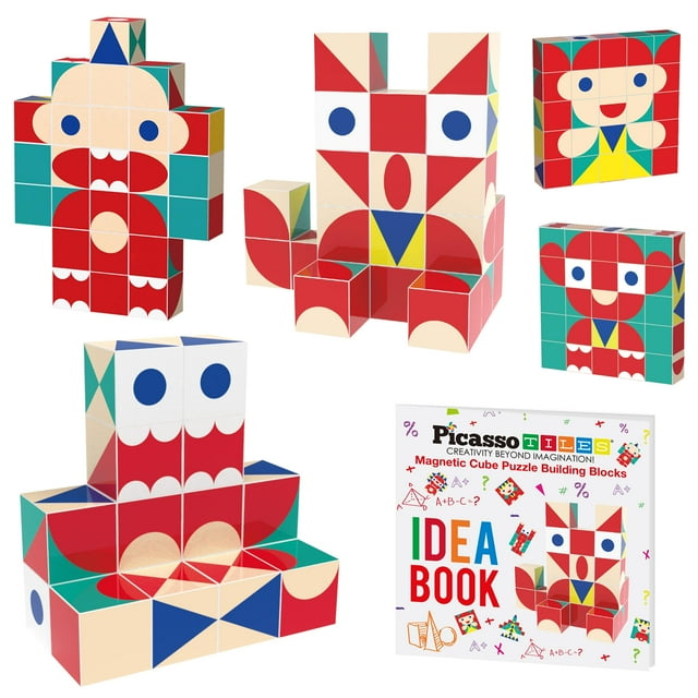 Cubo magnético PicassoTiles PTC25 con libro de ideas para mayores de 3 años