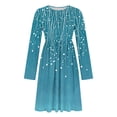 thumbnail image 4 of Edvintorg Long Sleeve Dresses for Women Fashion Printed Crew Neck Casual Midi Dresses Fashion Clothing Women S-2XL Blue, 4 of 7