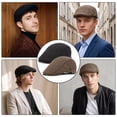 thumbnail image 2 of Bocaoying 2 Pcs Newsboy Caps for Men, Adjustable Flat Cap with Cotton-Poly Blend Tweed, Beret with Soft Lining Sweatband, Classic Peaked Brim Cap for Driving, Casual, Golf, One Size, Black/Coffee, 2 of 7