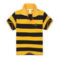 thumbnail image 2 of Boys Casual Shirts Short Sleeve Striped Polo Top Colorful Classic Button Down Tops for Kids School Uniform Golf 5-14Y Yellow 160, 2 of 4