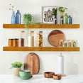 thumbnail image 4 of Sorbus 35" Floating Wall Shelves, Set of 2 Maple Wood Color, Solid Pine Wall-Mounted Shelves for Bathroom, Bedroom & Living Room, 4 of 8